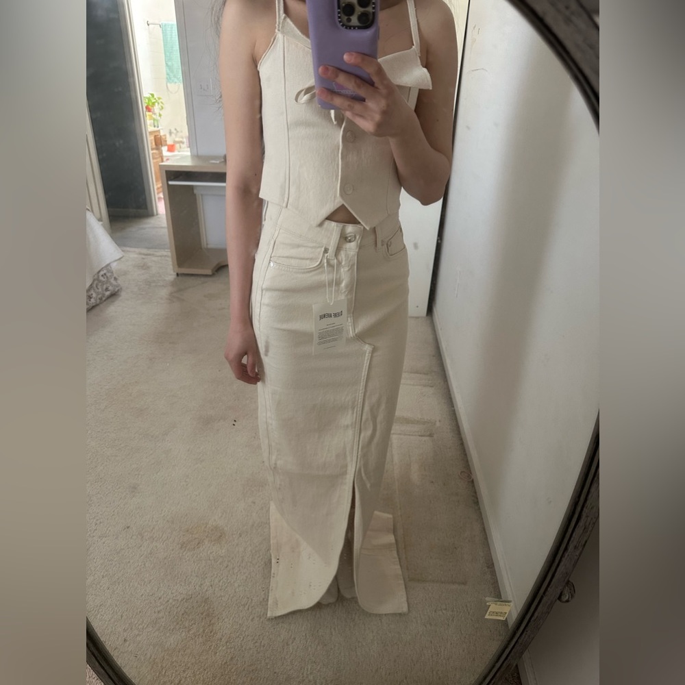 Djerf Avenue Remake Denim Top Cream XXS NWT